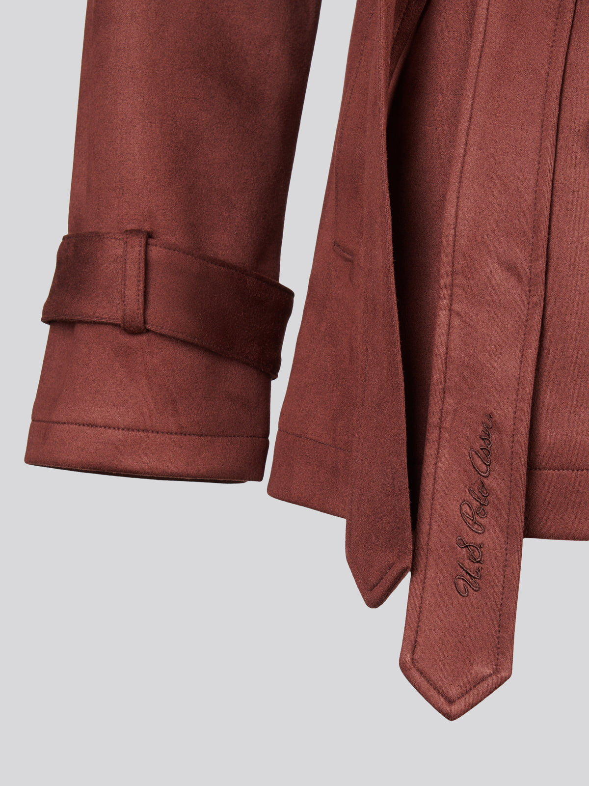 Womens Short Suedette Belted Trench Coat Huckleberry