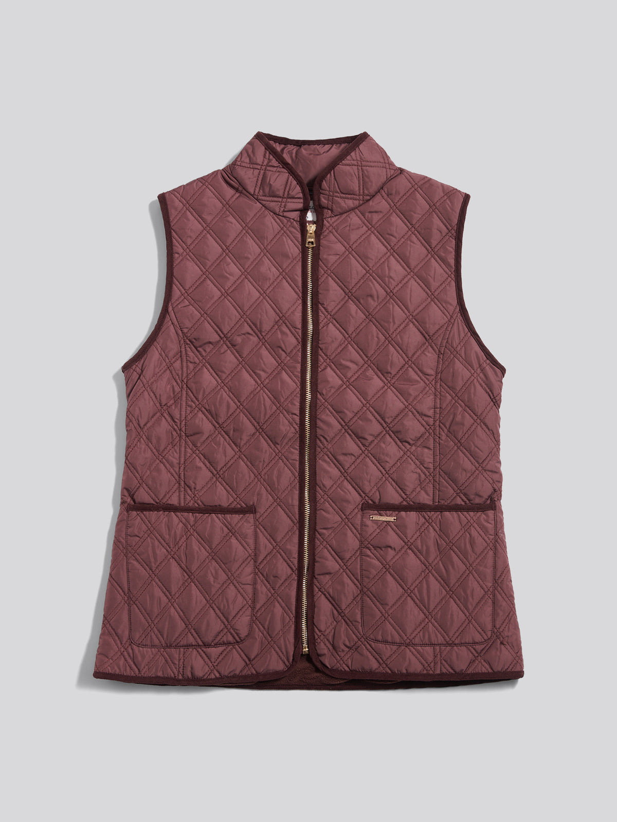 Womens Corduroy-Trim Quilted Hacking Gilet Huckleberry