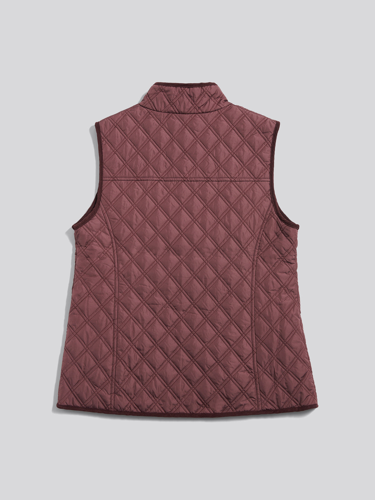 Womens Corduroy-Trim Quilted Hacking Gilet Huckleberry