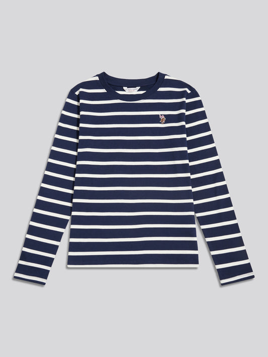 Womens Striped Long Sleeve T-Shirt Marshmallow