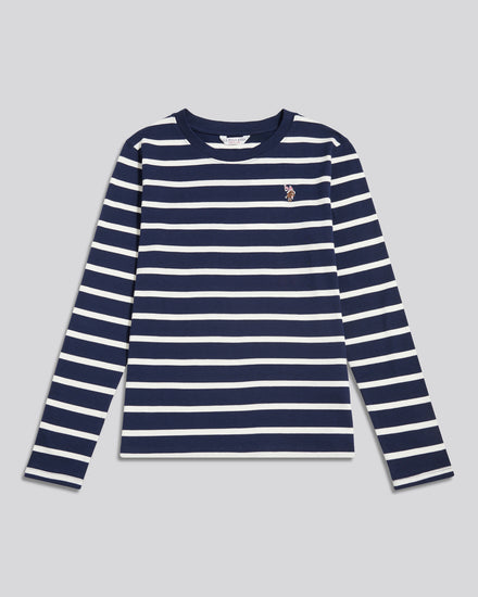 Womens Striped Long Sleeve T-Shirt Marshmallow