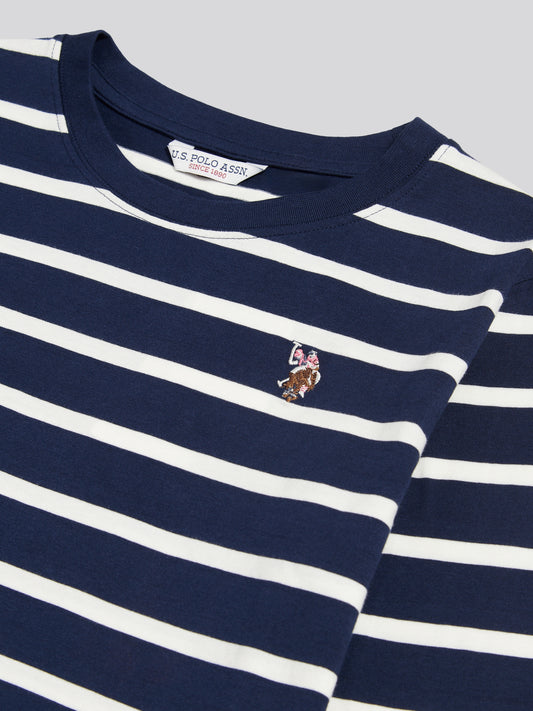 Womens Striped Long Sleeve T-Shirt Marshmallow