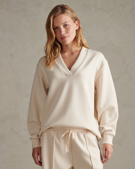 Womens Open Collar Blouson Sleeve Jumper Whitecap Grey