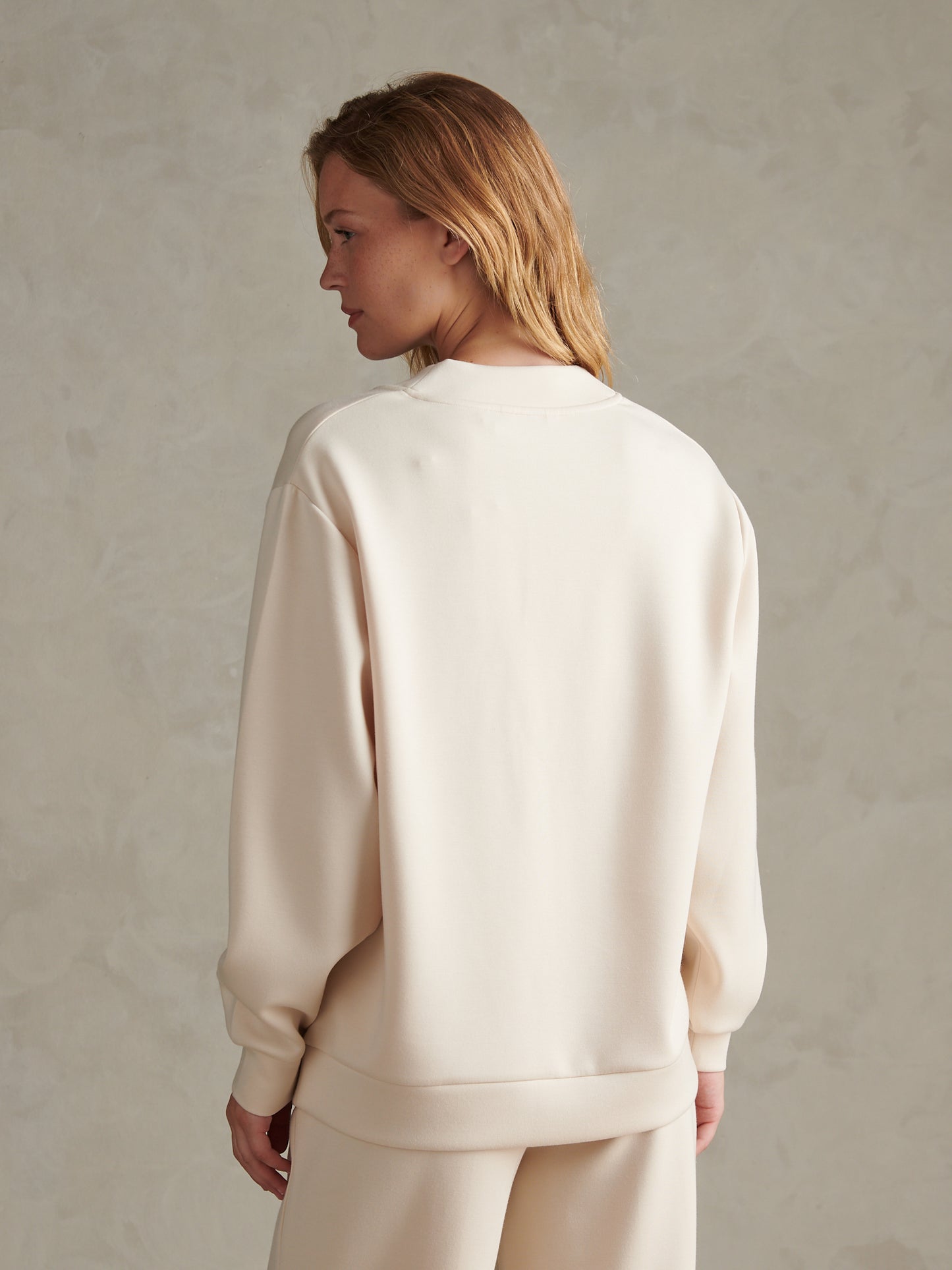 Womens Open Collar Blouson Sleeve Jumper Whitecap Grey