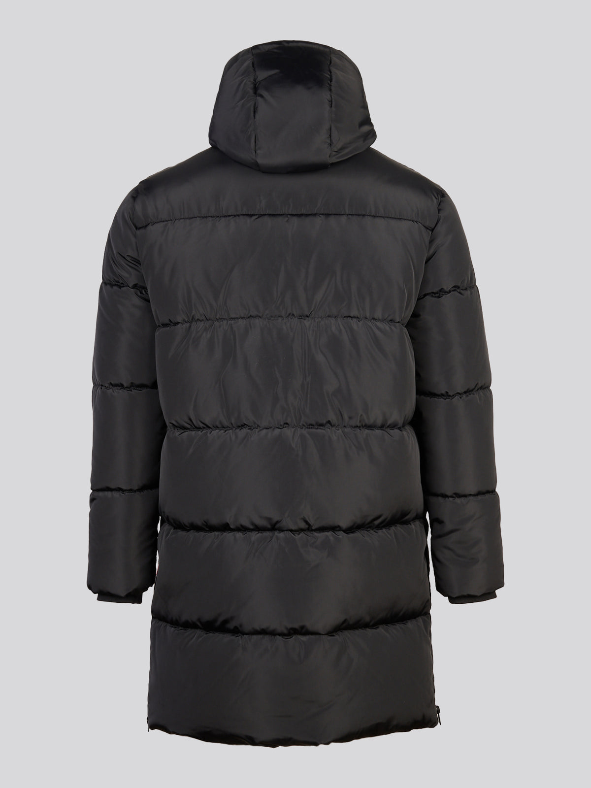 Womens Mid-Length Zip Detail Puffer Coat Black