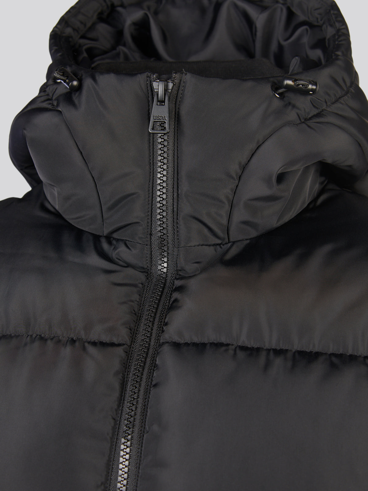 Womens Mid-Length Zip Detail Puffer Coat Black
