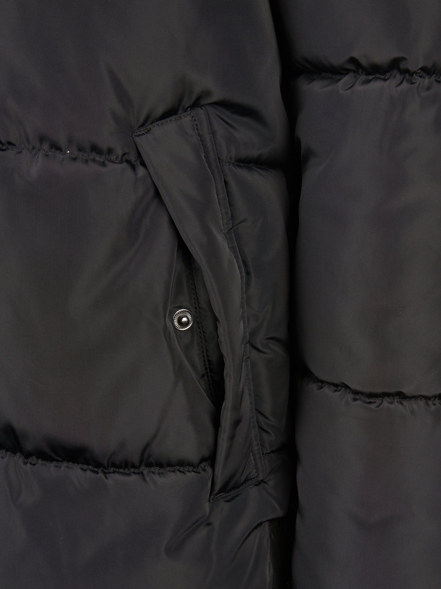 Womens Mid-Length Zip Detail Puffer Coat Black