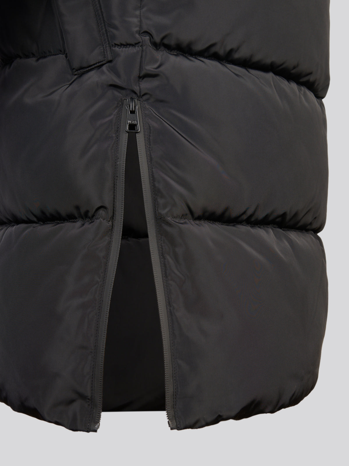 Womens Mid-Length Zip Detail Puffer Coat Black