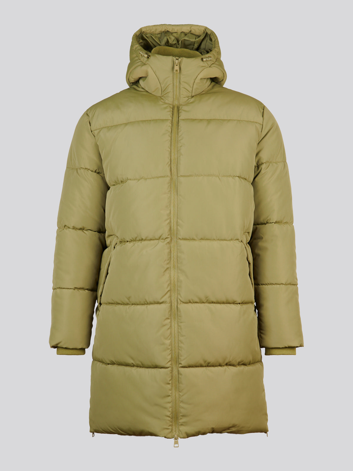 Womens Mid-Length Zip Detail Puffer Coat Olive Branch