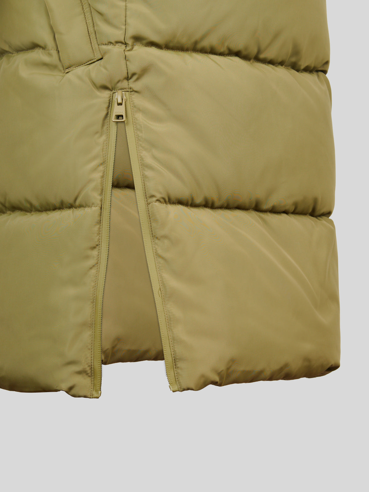 Womens Mid-Length Zip Detail Puffer Coat Olive Branch